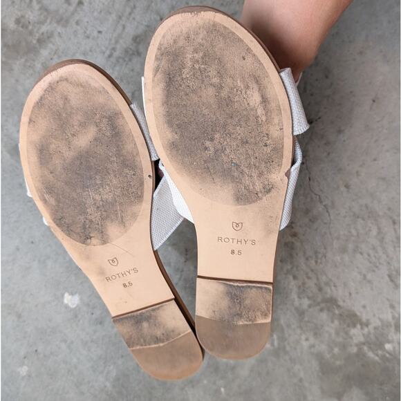 Rothy's The Knot White Slip On Flat Slide Fabric/Leather Sandals, size 8.5 - Picture 2 of 3